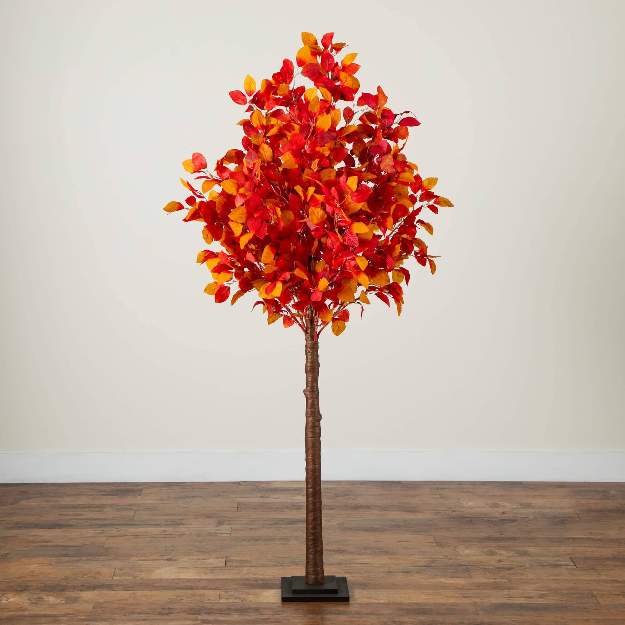 6ft. Pre-Lit Autumn Artificial Fall Tree with 300 Warm White LED Lights